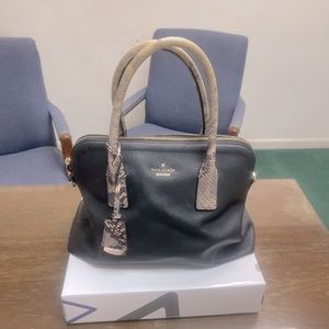 Kate spade black satchel handbag with faux python detail